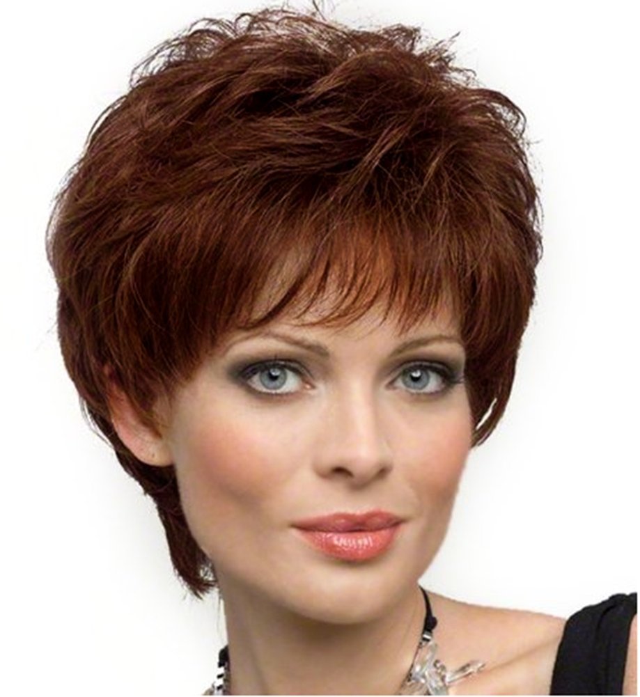 new DiyWig Beautiful Medium Auburn Short Fluffy Full Hair Wigs for