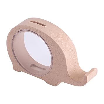 Amazon Co Jp 貯金箱 象 木製 硬貨 コインバンク ナチュラル 透明