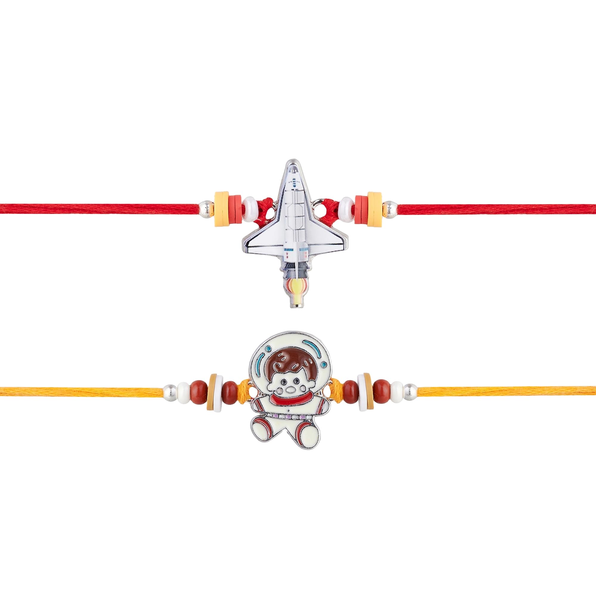 Eximious India Rakhi For Brother - Set of 2 With Greeting Card For Raksha Bandhan Designer Rakhi Thread for Bhaiya - Astronaut Design Ki12025
