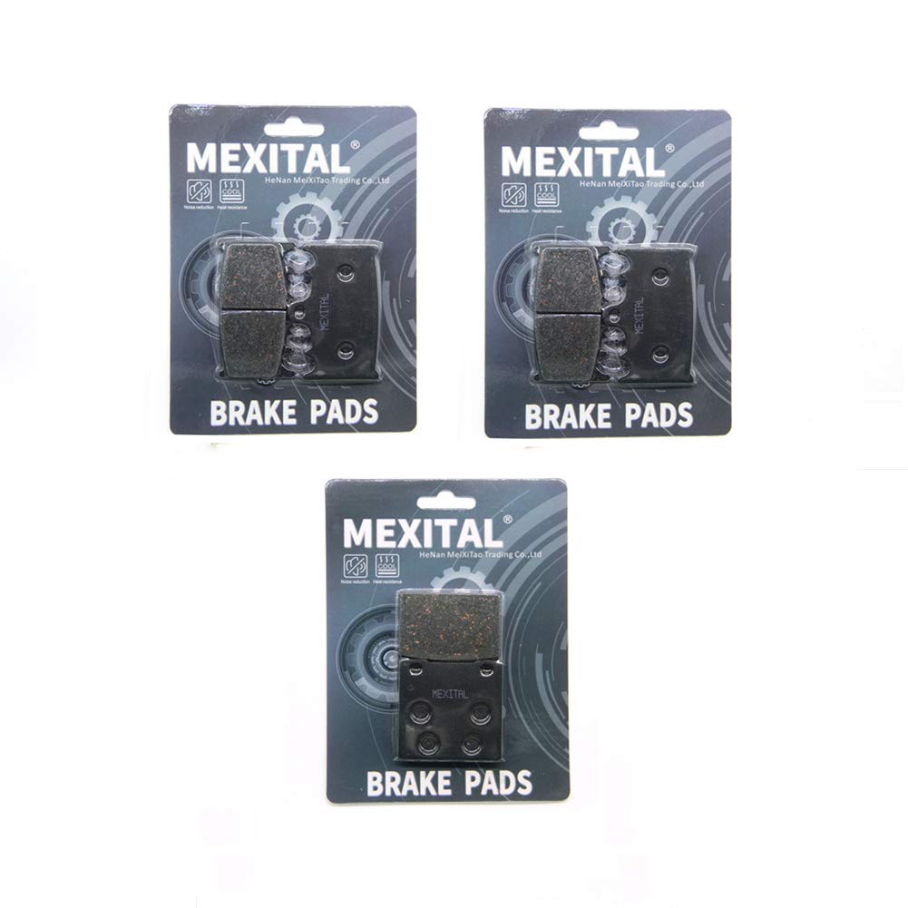 MEXITAL Brake Pads Front and Rear for ZXR 400 (89-90)/ZXR 400 R ZX 400 (91-94)/ZXR 750 ZX 750 Ninja ZX-7 ZX-7R (89-95)/ZZR 1100 ZX 1100 (93-01)/ZZR 1200 (ZX 1200 C) (02-04) MXB158-158-161