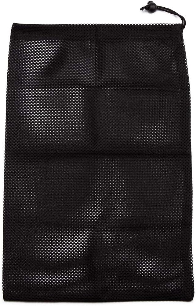 Sports Equipment Mesh Drawstring Bag/Backpack Bag/Duffle Bag for Gym Training, Soccer, Football, Basketball, Volleyball, Swimming Gear, Laundry, Beach Toys (18"x12" Drawstring Bag - Black) : Clothing