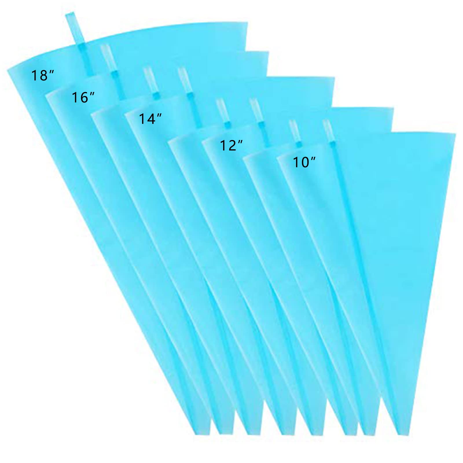 8Pcs Silicone Piping Bags Icing Piping Bags Reusable icing bags Large Cream Pastry Bag Cake Icing Bags Thick Icing Cream Bags for DIY Cake Decorating Cookies Cupcakes Biscuits(10",12",14",16",18")