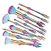 Cinidy Makeup brushes Set 10pcs 3D Mermaid Face Kabuki Brushes Cosmetic Brush Premium 3D Mermaid Handle High Density Soft Nylon Bristles Foundation Blush Eyeshadow Brushes …