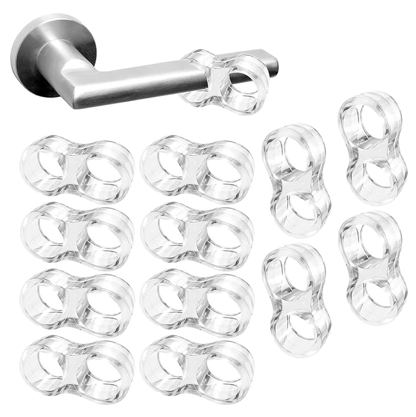 Voarge 12 Pcs Silicone Anti Door Handle Protectors Door Stoppers for PVC Handles for Protecting Doors and Walls of Home, Bathroom, Kitchen, Bedroom or Store (Transparent)