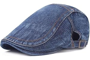 Quanhaigou Unisex Denim Newsboy Hats Flat Ivy Gatsby Cabbie Driving Berets Hat Cotton Dad Cap for Men Women