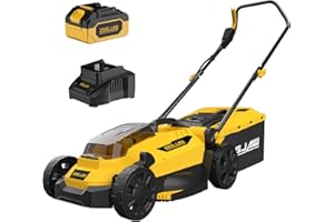 ZEGJAW Lawn Mower Cordless,13-Inch 20V Electric Lawn Mower with 4.0Ah Battery and Charger, 2-in-1 Electric Mower with 5-Position Height Adjustment