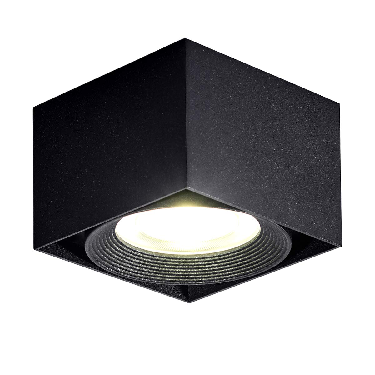 Dr.lazy Indoor 10W LED Adjustable Ceiling Spots Ceiling lamp Ceiling Light Spotlight Surface Mounted spotlights Downlight Square Ceiling Light Interior Light, 10X10x7CM (Black-4000K)