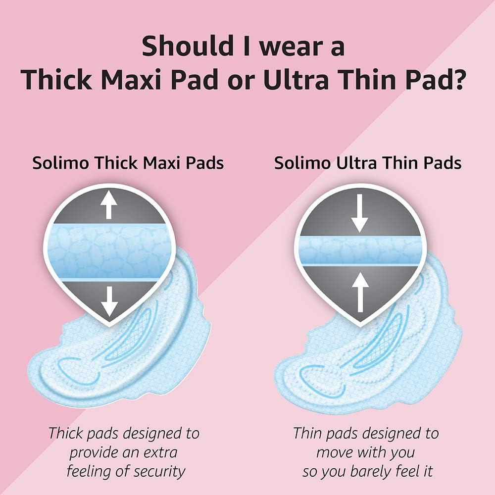 Brand - Solimo Thick Maxi Pads with Flexi-Wings for Periods, Extra Heavy Overnight Absorbency, Unscented, Size 5, 80 Count, 4 Pack: Health & Personal Care