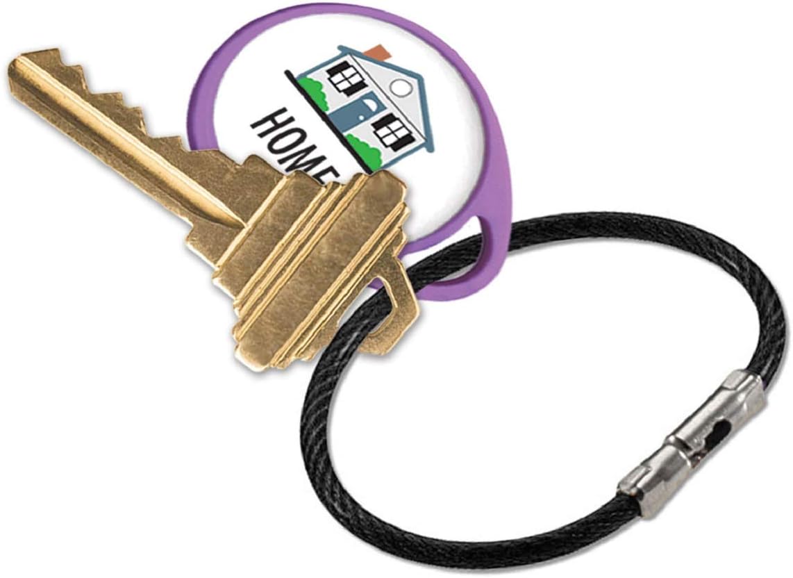 Lucky Line 5" Flex-O-Loc Cable Key Ring, Galvanized Steel, Corrosion-Resistant, Assorted Colors, 5 Pack (7110005) : Office Products