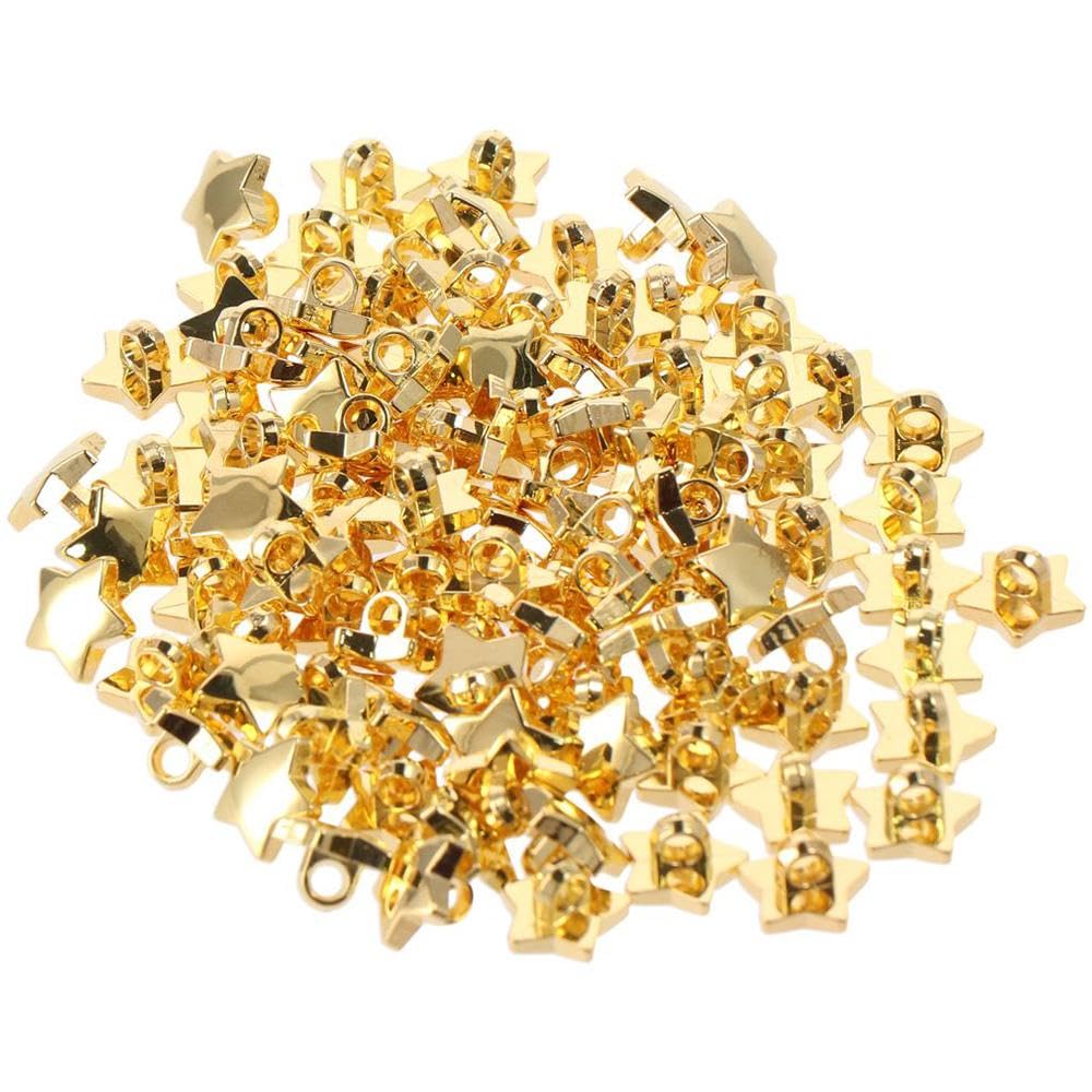 YYlingx 100 Pcs Golden Star Buttons, Pentagram Buttons for DIY Crafts, Shirt Blouse, Sewing, HandMaking, Clothes (1/2 Inch)
