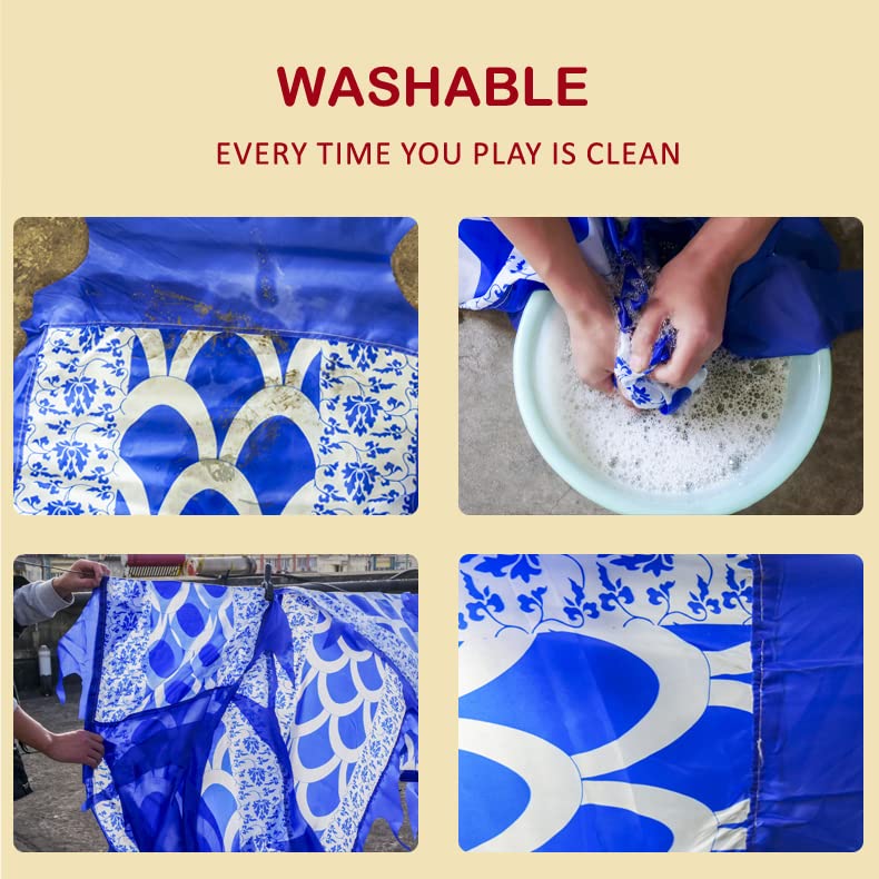 8 Meters (26.2 FT) Square Exercise Dance Dragon Poi with 3D Dragon Head and Swing Rope Combo, Chinese Dragon Dance Wulong Flowy Ribbon Streamer Outdoor Fitness Dragon Stage Prop Set (Celadon Blue)