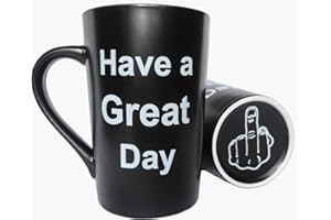 MAUAG Funny Christmas Gifts Unique Coffee Mugs Have a Great Day Cute Cool Ceramic Cup Black, Best Holiday and Birthday Gag Gifts, 12 Oz