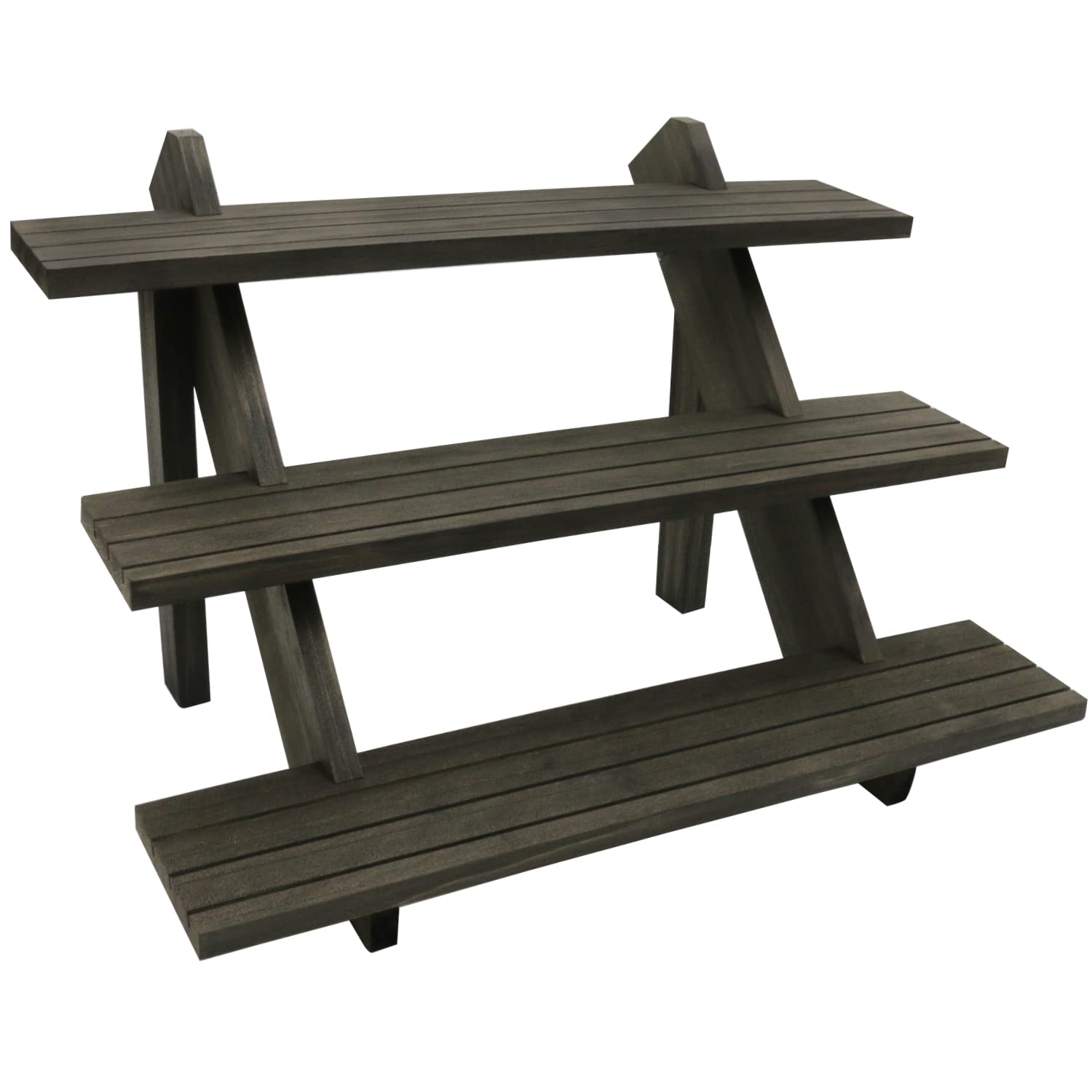 Auroal 3 Tier Earring Display Stands For Selling, Retail Display Riser Earring, Removable Countertop Small Merchandise Display Stand, for Figures,Cupcake, Photo (Brown color)