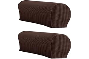 LINGXIYA Soft Stretch Plush Armrest Couch Covers, Spandex Furniture Protector Armchair Slipcovers for Recliners, Set of 2