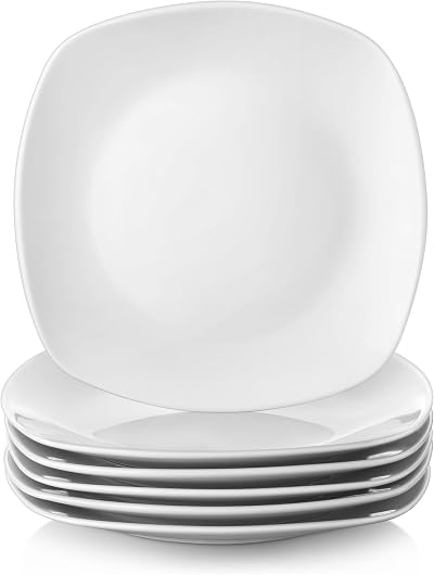 MALACASA Elisa Small Desserts Plates Set of 6 19cm Ivory White Porcelain