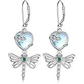 Dragonfly Earrings Sterling Silver Moonstone Dragonfly Dangle Earrings Dragonfly Jewelry Gifts for Women