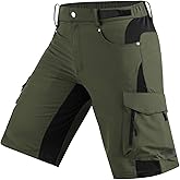 Cycorld Men's Mountain Bike Shorts: Loose Fit Stretch Cargo Shorts with Zipper Pockets for Cycling Hiking Casual Quick Dry