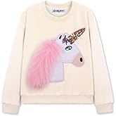 WELAKEN Girls Unicorn Fleece Sweatshirt Warm Long Sleeve Sherpa Crewneck Pullover Sweatshirts