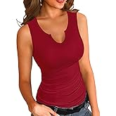 Basicspace Womens Summer Tank Tops Sleeveless Shirts Ribbed Slim Fitted Tops V Neck Basic Long Top Blouses