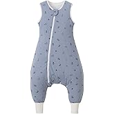 Nivolltha Super Soft 1.5 TOG Sleep Sack with Legs, 100% Organic Cotton Warm Comfy All Season Toddler Sleep Sack with Feet, Ocean, Size M