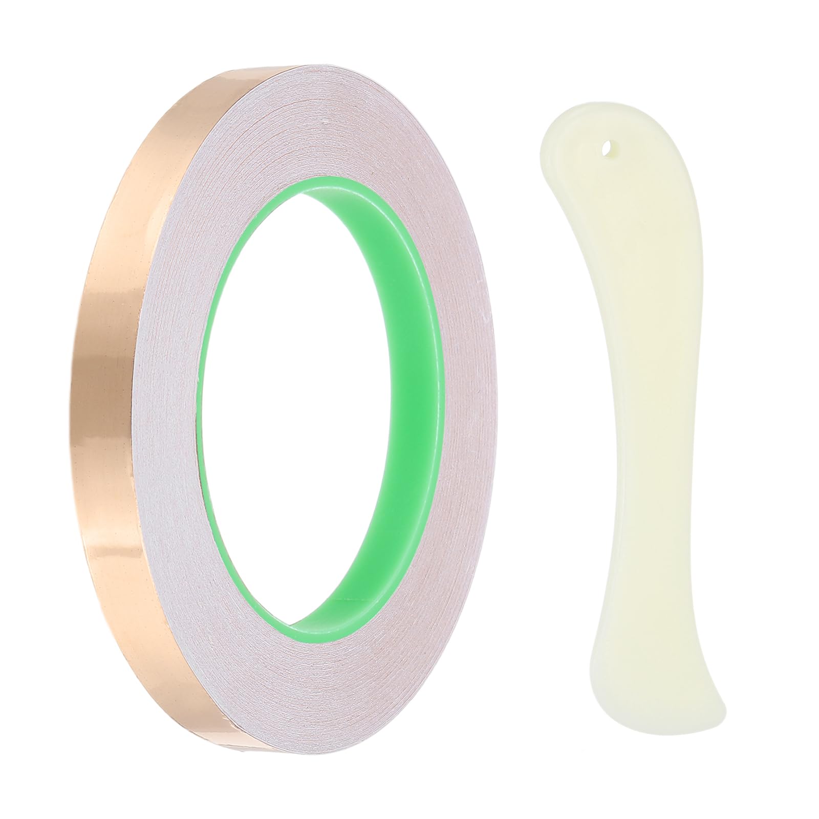 PATIKIL 36 Yard 1/2 Inch Copper Foil Tape,1 Roll Copper Tape with Conductive Stained Glass Foil Tool with Scraper for Stained Tools DIY Crafting