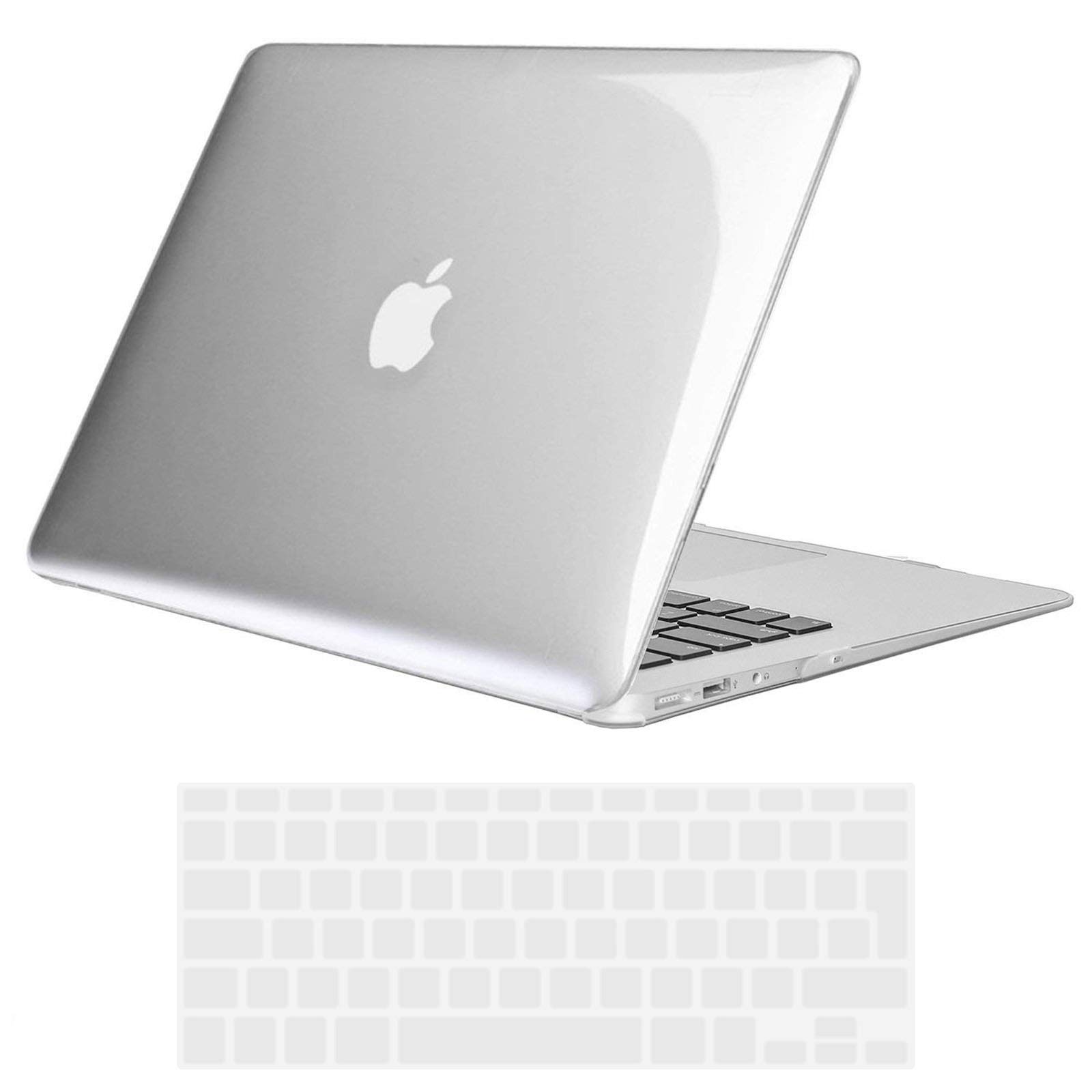 TECOOL Case compatible with old MacBook Air 13 inch 2010-2017 (A1466 A1369), Plastic Snap On Hard Shell Cover & UK EU Keyboard Protector, Crystal Clear (Glossy)