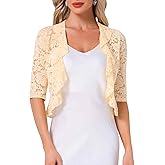 Allegra K Lace Shrug for Women Ruffle Cardigan Open Front Half Sleeve Bolero Sheer Dressy Elegant Shrugs Top