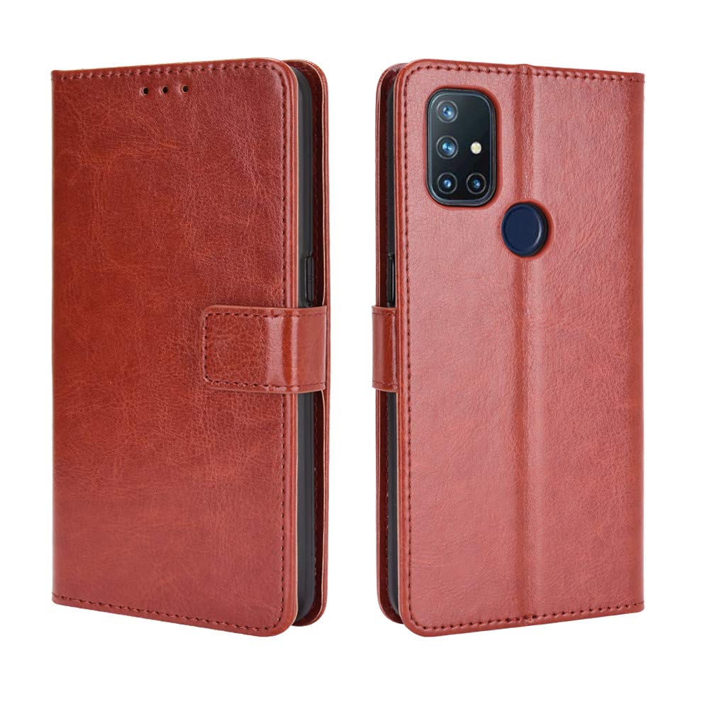 BellaCase Oneplus Nord N10 5G Case [Wallet Case] [Kickstand] [Card Slots] [Magnetic Flip Cover] Compatible with Oneplus Nord N10 5G Smartphone(Brown)