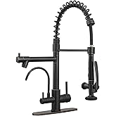Fapully 3 in 1 Kitchen Faucet with Water Filler and Pull Down Sprayer, Oil Rubbed Bronze Commercial Kitchen Sink Faucet with Drinking Water Faucet for 1 or 3 Hole