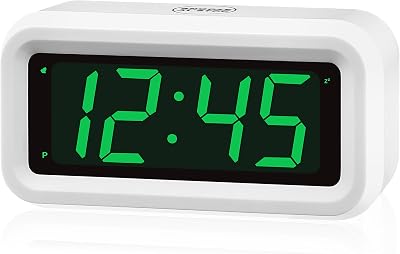 KWANWA Battery Operated Alarm Clock 12/24H LED Dimmer Snooze Portable