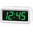 KWANWA LED Clock, Alarm Clock for Kids, 1.2inch Green LED Digital Clock, Adjustable LED Brightness, 12Hr/24Hr, Cordless, Desk Clock, Bedroom Clock, Bathroom Clock, Table Clock, Ideal for Gifts