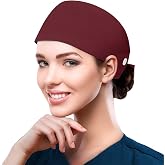 Fesciory Scrub Cap for Women, Adjustable Tie Back Hat with Buttons | Built-In Sweatband, Elastic Tie Back, Side Buttons, Adjustable Fit, Lightweight Working Hat