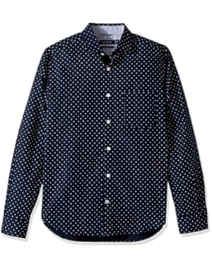 Men's Long Sleeve Classic Fit Mini Print Button Down Shirt