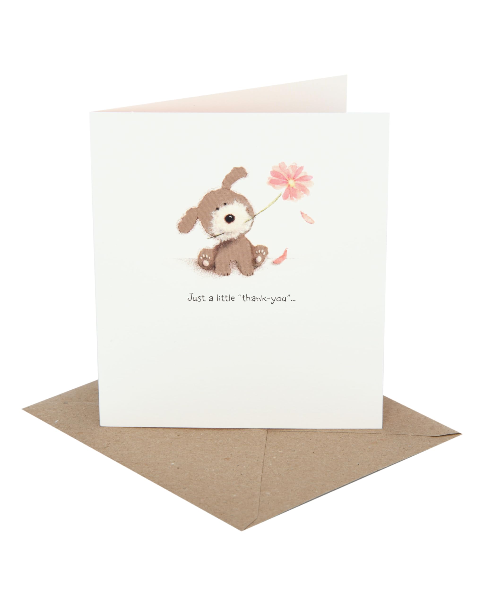UK Greetings | Thank You Card | Appreciation Cards | Her/Him | Woof Holding a Flower | With Envelope | 13.7 x 15.9 cm