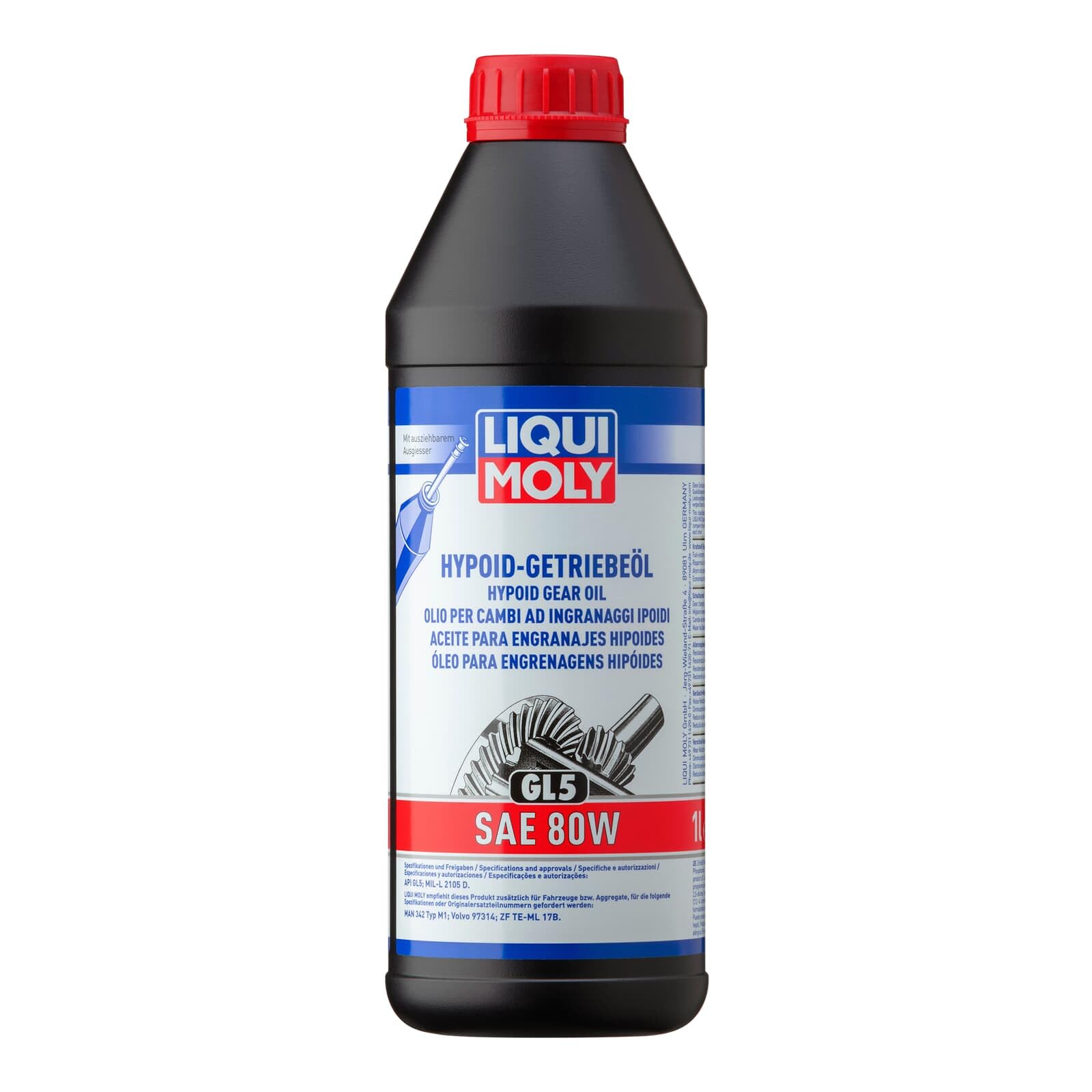 LIQUI MOLY Hypoid Gear Oil (GL5) SAE 80W | 1 L | Gear oil | Hydraulic oil | SKU: 1025