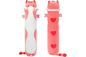 Mewaii Long Cat Plush Body Pillow, 36” Cute Pink Cat Stuffed Animals Soft Plushies, Kitten Plush Throw Pillow Doll Toy Gift for Girlfriend