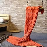KALRI Girls Mermaid Tail Blanket Handmade Material Soft Sofa Blankets Fish Tail Style Quilt Adult Children