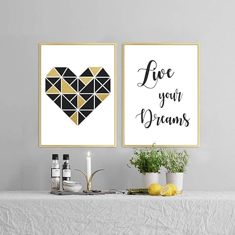 Juabc Einfache Geometrie Malerei Leinwand drucken Poster Herzstil und