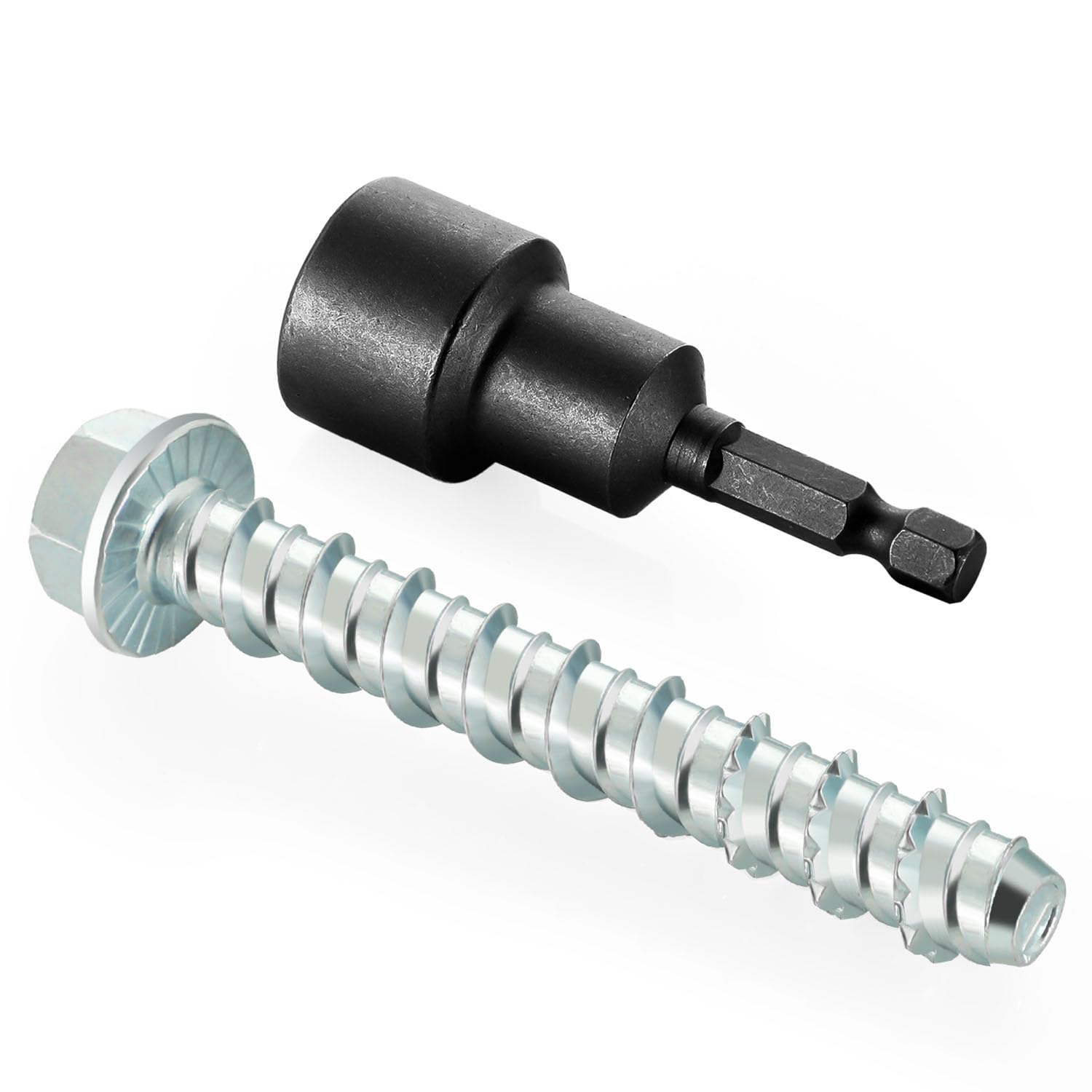 Photo 1 of 1/4" x 3" Zinc Plated Large Diameter Concrete Screw for Anchoring to Masonry, Concrete, Brick or Block, Quantity 50