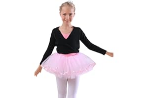 Happy Cherry Kids Ballet Wrap Sweater Girls Dance Ballerina Warm Up for Ballet Leotards Dress Black