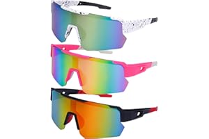 3 Pack Cycling Glasses for Men Women, Sports Sunglasses UV Protection for Baseball Cycling Running Driving Glof Glasses