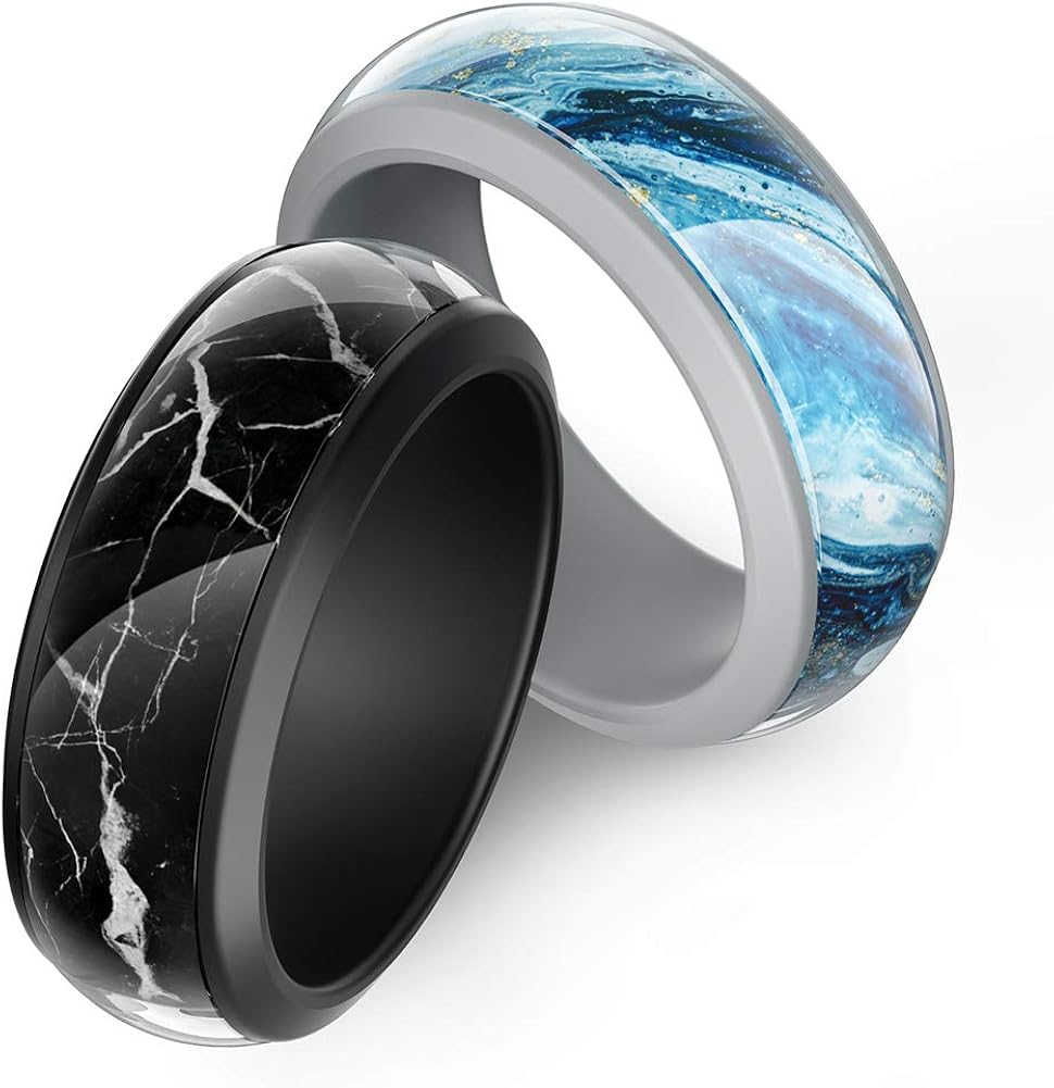 Ikonfitness Silicone Wedding Ring, Two Piece Interchangeable Rubber Wedding Ring