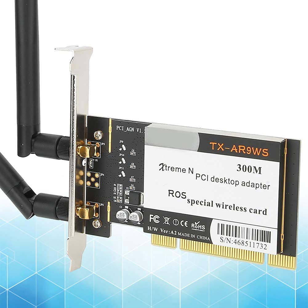 300Mbps Wifi Card,Bluetooth 4.0 Wireless Network Card with 2 Antennas AR9223,802.11b/g/n Pcie Network Card for XP/WIN7/WIN8/WIN10