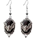 Gothic Bat Dangle Earrings for Women,Vintage Crystal Cameo Bat Earring Victoria Vampire Drop Earring Punk Rock Style Earrings Mystic Witch Jewelry Accessories
