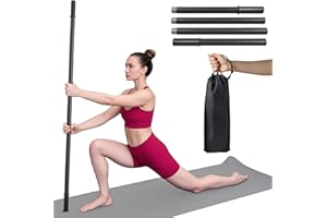 Wasoyun Yoga Stick 5ft, Adjustable Stretching Stick with 4 Steel Rods, Non-Slip Handle and Exercise Guide for Stretching and Exercise Physical Therapy, Pilates, Multi-Functional Fitness Stick.