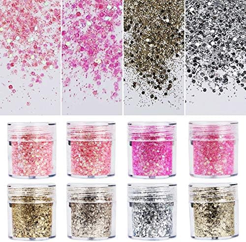 8 Colors Chunky Glitter Nail Sequins Iridescent Flakes Colorful Mixed Paillette Face Body Hair Nail Art mermaid Makeup(color3)