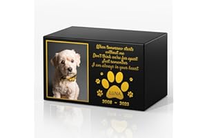 Bemaystar Personalized Pet Urns for Dogs Ashes - Custom Wooden Box with Photo Memorial Keepsake, Cremation Urn, Wood Keepsake