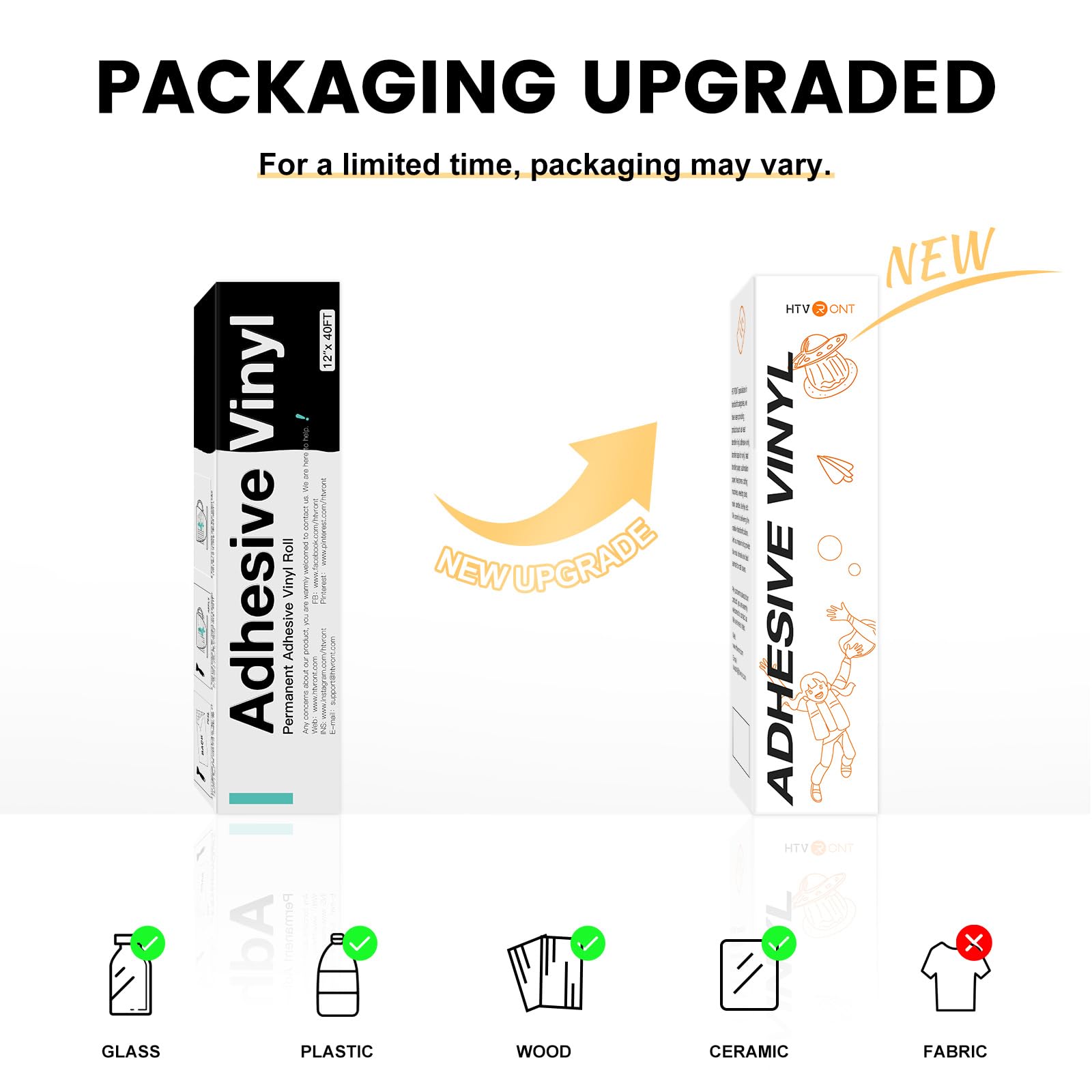 HTVRONT White Permanent Vinyl, Adhesive Vinyl Roll 12