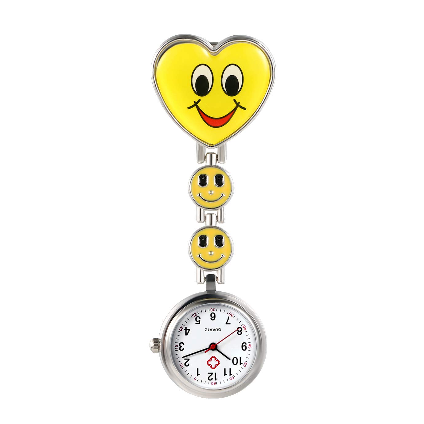 Avaner Women's Heart Shape Nurse Clip On Fob Watch (Yellow)