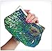 Latest Fashion Stylish Women Full Shining Sequins Beaded Rhinestone Peacock Embroidery Clutch Purse Handbag Evening Bag Hard Case with Rhinestone Studded Clip Closure for Lady with Metal Shoulder Straps-Blue
